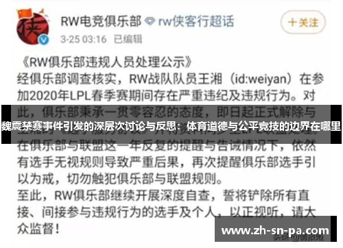魏震禁赛事件引发的深层次讨论与反思:体育道德与公平竞技的边界在哪里